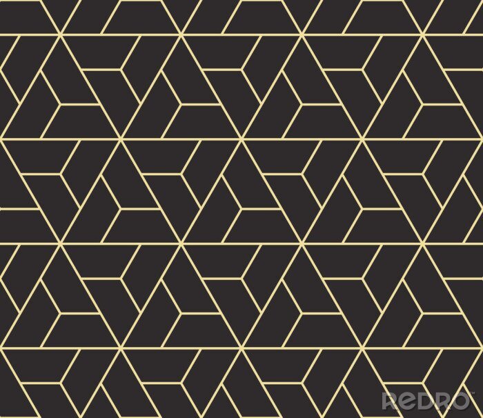 Tapete Nahtlose antike Palette schwarz und gold isometrische drehende Dreiecke Umriss Muster Vektor