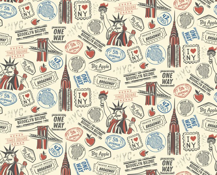 Tapete Nahtlose Designillustration des New Yorker Musters