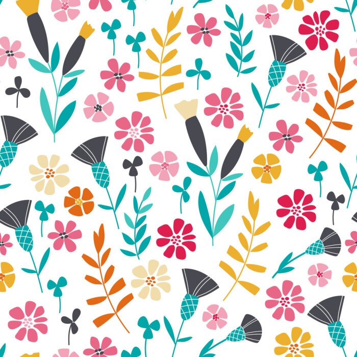 Tapete Nahtlose helle skandinavischen Blumenmuster