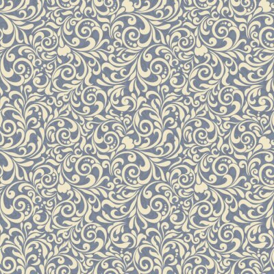 Tapete Nahtlose Hintergrund der blauen Farbe im Stil des Barock