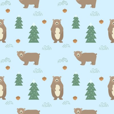 Tapete Nahtlose Hintergrund mit süßen Bären. Cartoon-Stil.