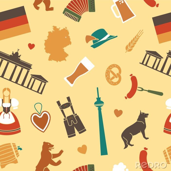 Tapete Nahtlose Hintergrund mit Symbolen von Deutschland