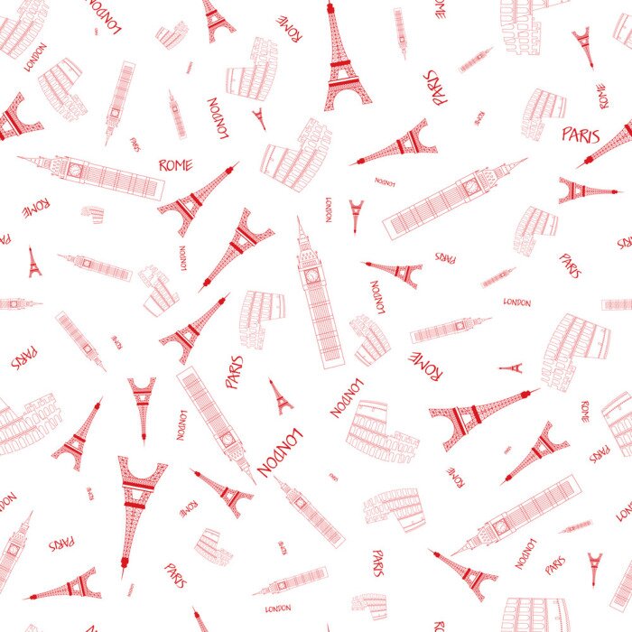 Tapete Nahtlose Hintergrund touristischen Attraktionen