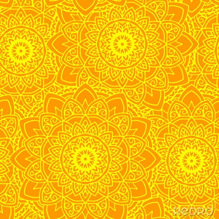 Tapete Nahtlose Mandala Sonne gelb