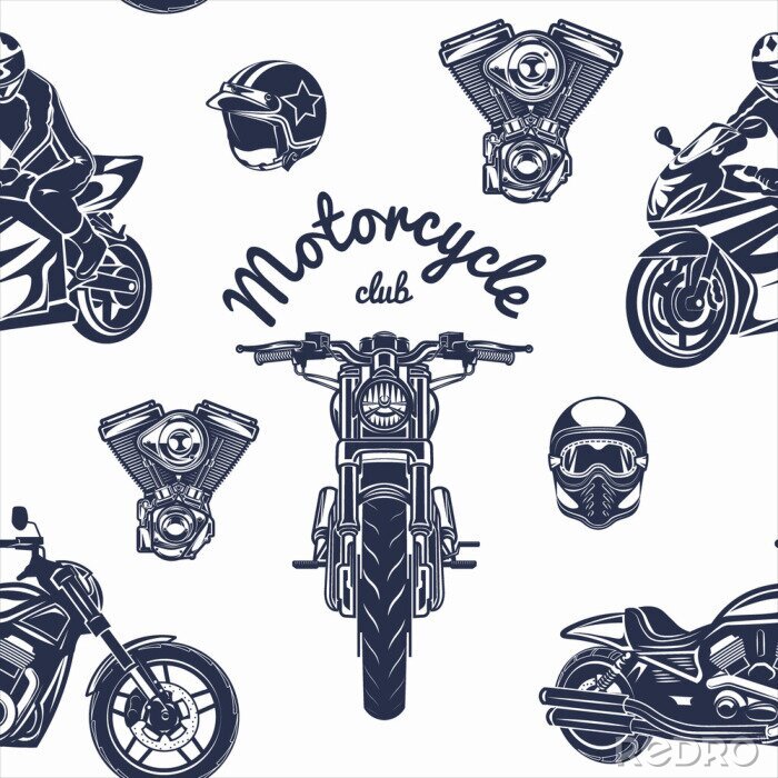 Tapete Nahtlose Motorrad Muster Vektor-Illustration