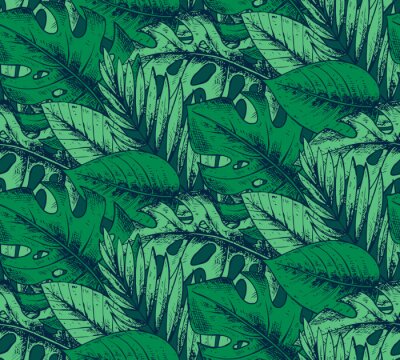 Nahtlose Muster mit Hand gezeichnet tropischen Pflanzen