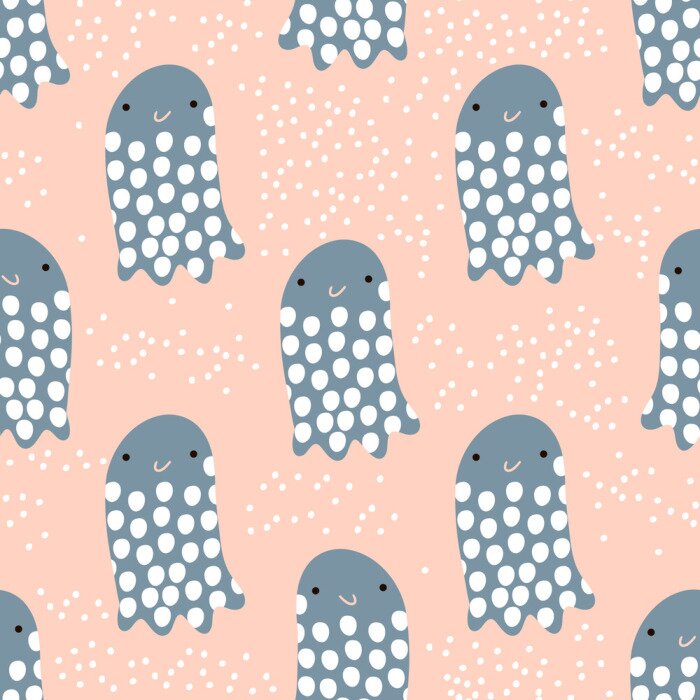 Tapete Nahtlose Muster mit Meer Tier Gelee Fisch, Fisch. Undersea Kindliche Textur für Stoff, Textil. Vektor Hintergrund