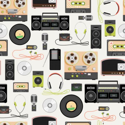 Tapete Nahtlose Muster mit musikalischen Gegenständen