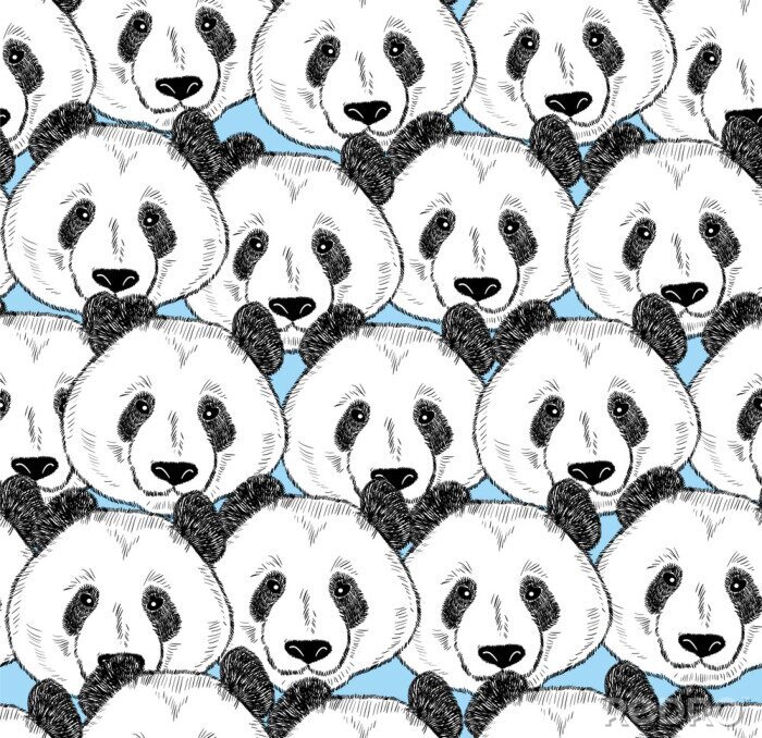 Tapete Nahtlose Muster mit Panda Gesichter.
