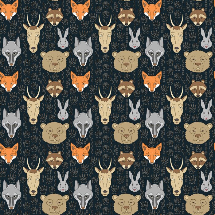 Tapete Nahtlose Muster mit Tieren und Spuren