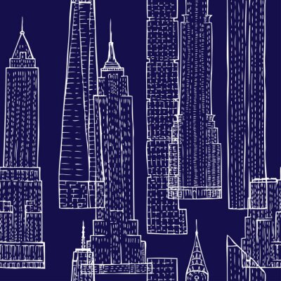 Tapete Nahtlose Muster mit Wolkenkratzern
