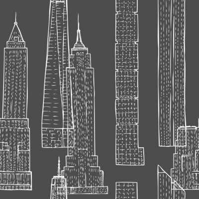 Tapete Nahtlose Muster mit Wolkenkratzern