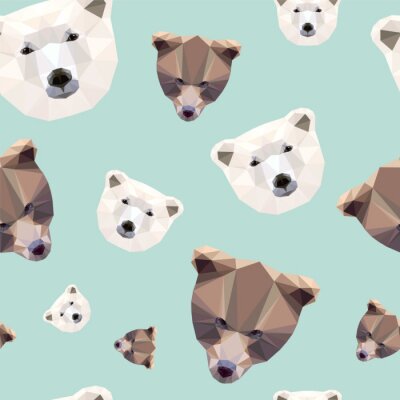 Tapete Nahtlose Muster - weiß und braun Bären