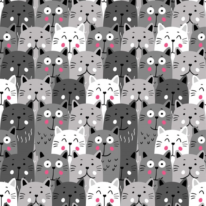 Tapete Nahtlose niedliche Kätzchen-Katze