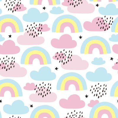 Tapete nahtlose Regenbogen und Wolken Muster Vektor-Illustration