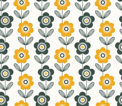 Tapete Nahtlose Retro-Muster mit Blumen