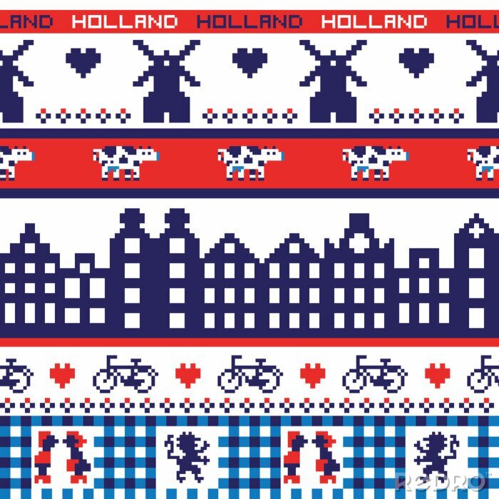 Tapete nahtlose Retro-Pixel-Muster Holland