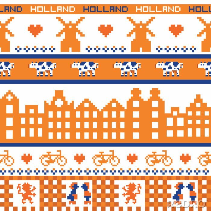 Tapete nahtlose Retro-Pixel-Muster orange Holland