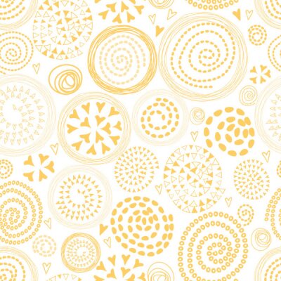 Tapete Nahtlose sonnige abstrakte Muster mit niedlichen gelben kreisförmigen Elementen