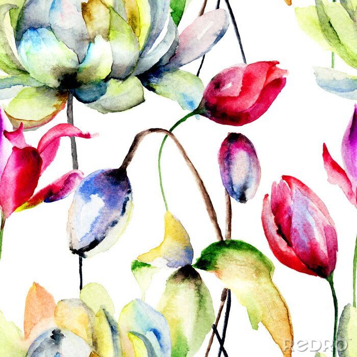 Tapete Nahtlose Tapete mit Sommerblumen