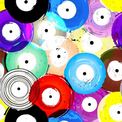 Tapete Nahtlose Vinyl-Datensätze Hintergrundmuster, Vektor-Illustration