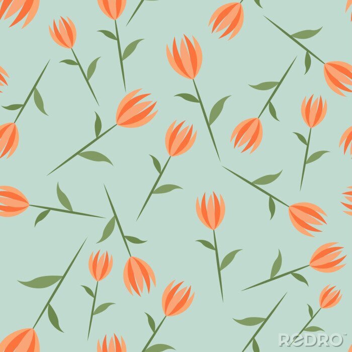 Tapete Nahtloser Hintergrund mit Tulpen.