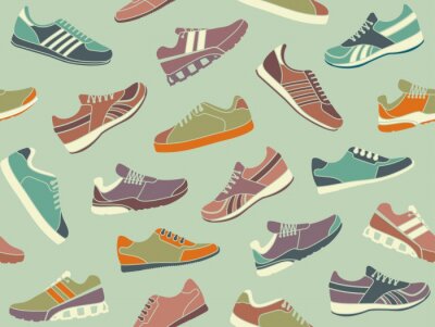 Tapete Nahtloser Hintergrund von den Bildern Sportschuhen