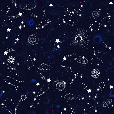 Tapete Nahtloser Musterdruck der Galaxie contillation