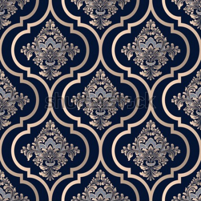 Tapete Nahtloser Musterhintergrund des Vektordamastes. Klassische altmodische Luxusdamastverzierung, nahtlose Beschaffenheit des königlichen Victorians für Tapeten, Gewebe, wickelnd ein. Exquisite florale Ba