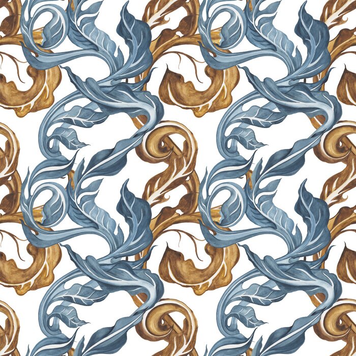 Tapete Nahtloses Blumenmuster der Weinlese mit handgezeichneten Blättern. Kann für Tapeten, Website-Hintergrund, Textilien, Handyhülle verwendet werden