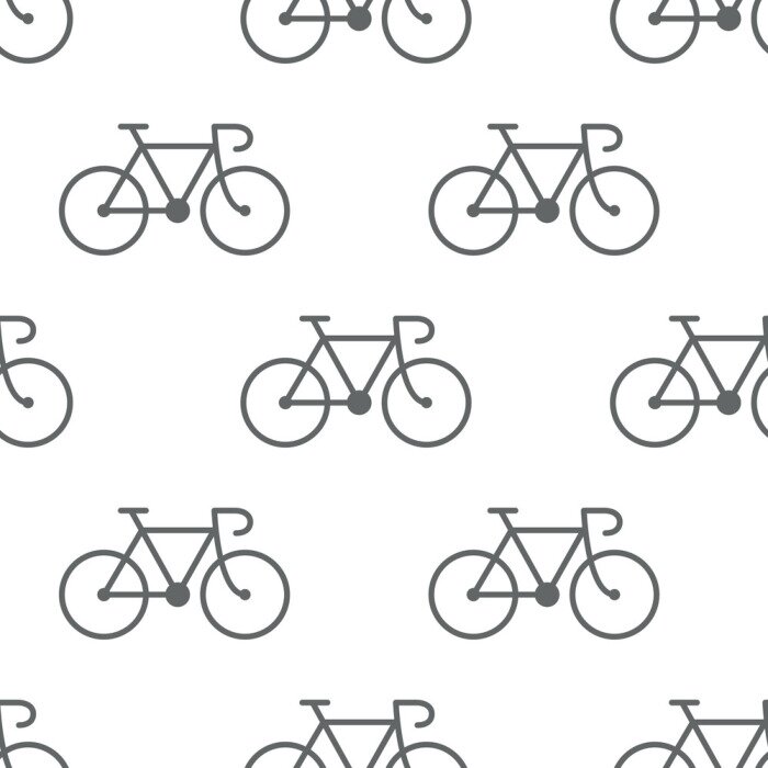 Tapete Nahtloses Fahrradikonenmuster auf weißem Hintergrund