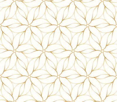 Tapete Nahtloses goldenes Blumenmuster auf weißem Hintergrund