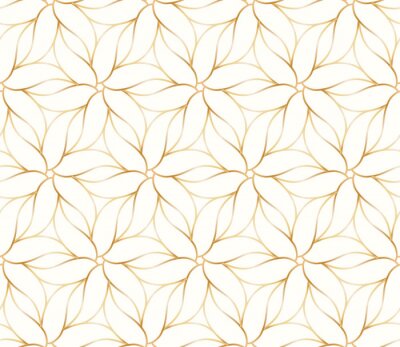 Tapete Nahtloses goldenes Blumenmuster auf weißem Hintergrund