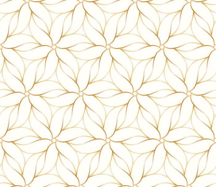 Tapete Nahtloses goldenes Blumenmuster auf weißem Hintergrund