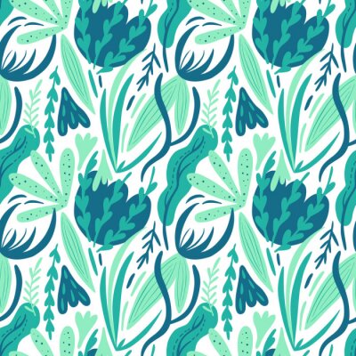 Tapete Nahtloses Handzeichnungsvektormuster der abstrakten Meerpflanzen