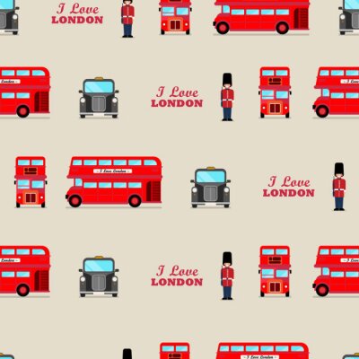 Tapete Nahtloses Muster der Londoner ikonischen Symbole