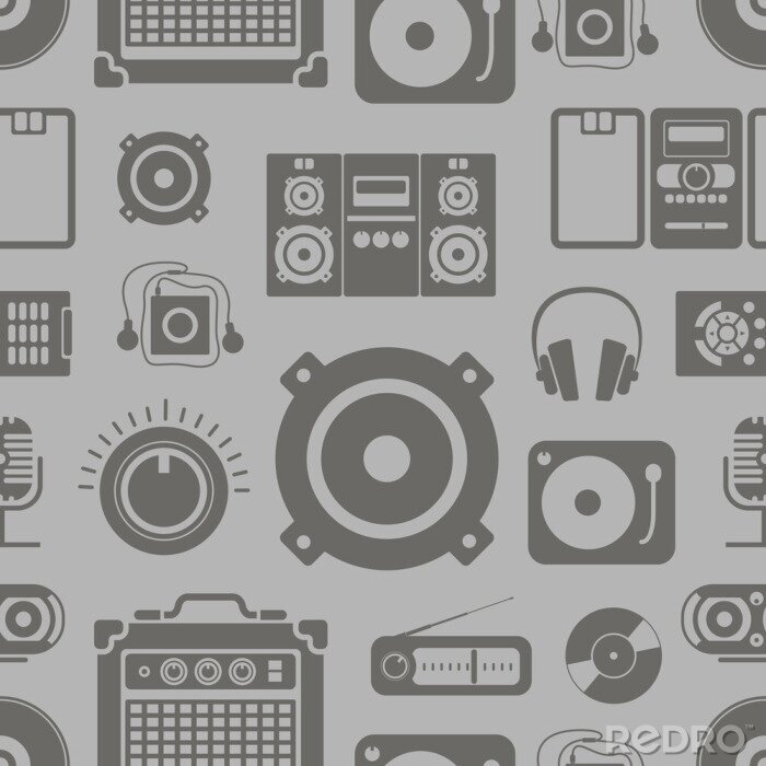Tapete Nahtloses Muster der Sammlung von Audiogeräten