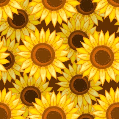 Nahtloses Muster der Sonnenblumen. Vektor-Illustration.