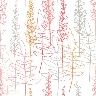 Nahtloses Muster des Blumenvektors. Einfache stilisierte Blumen und Blätter Hintergrund mit Schnittmaske für die einfache Bearbeitung gemacht
