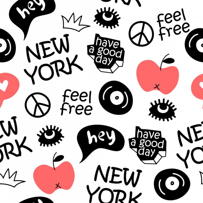 Tapete nahtloses Muster des gezeichneten Vektors der New Yorker Hand