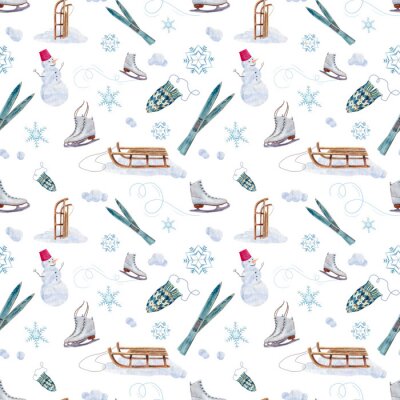 Tapete Nahtloses Muster des Winteraquarells