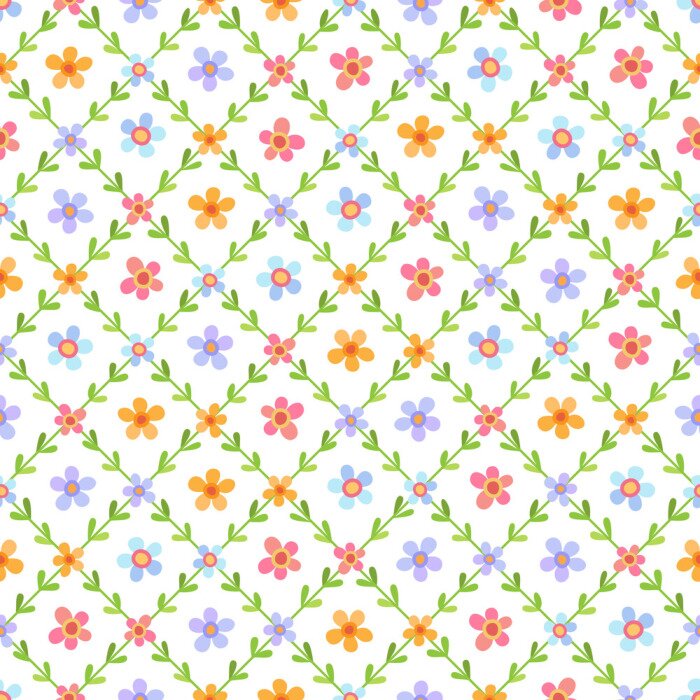 Tapete Nahtloses Muster mit bunten Blumen