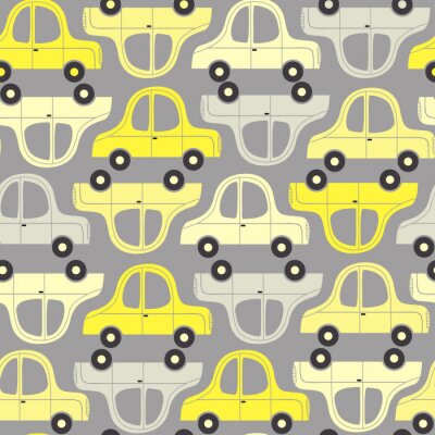 Tapete nahtloses Muster mit den gelben und grauen Autos - vector Illustration, ENV