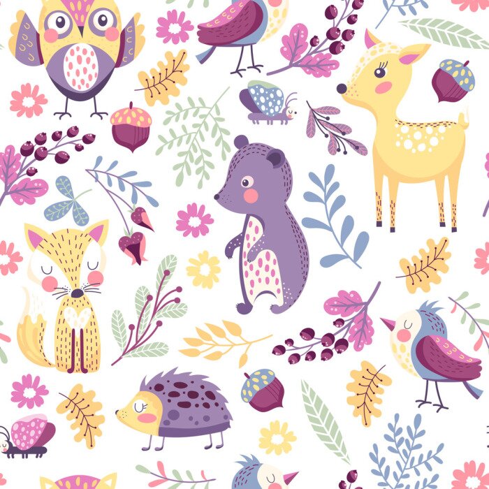 Tapete Nahtloses Muster mit Waldtieren