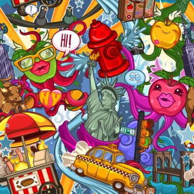 Tapete Nahtloses New York farbiges Muster