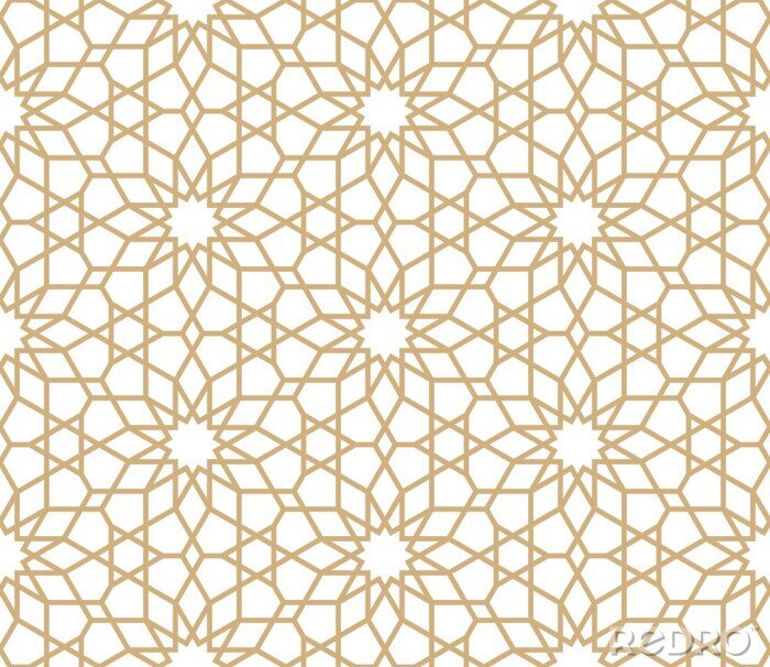 Tapete Nahtloses orientalisches Goldmuster. Islamischer Hintergrund. Arabische lineare Textur. Vektorillustration