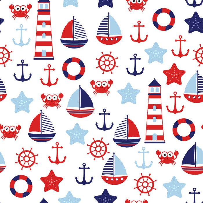 Tapete nautical baby marine pattern