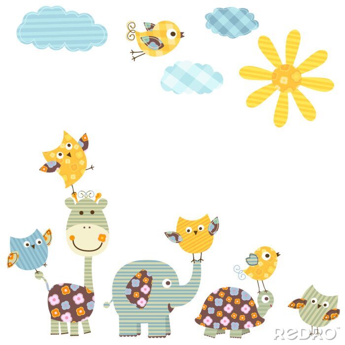 Tapete nette glückliche Tiere