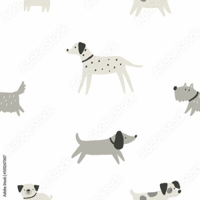 Tapete Nette Hunde auf einem weißen Hintergrund