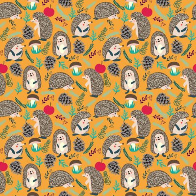 Tapete Netter Hintergrund mit Igel Wald gesetzt